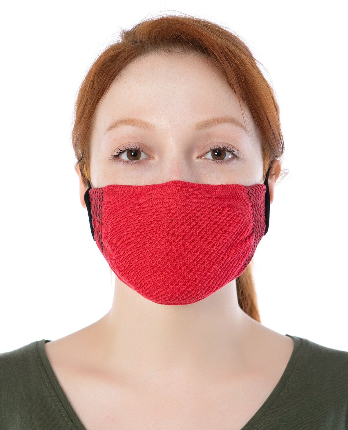 Yıkanılabilir Maske Pamuk Kırmızı Renk Esnek Lastikli