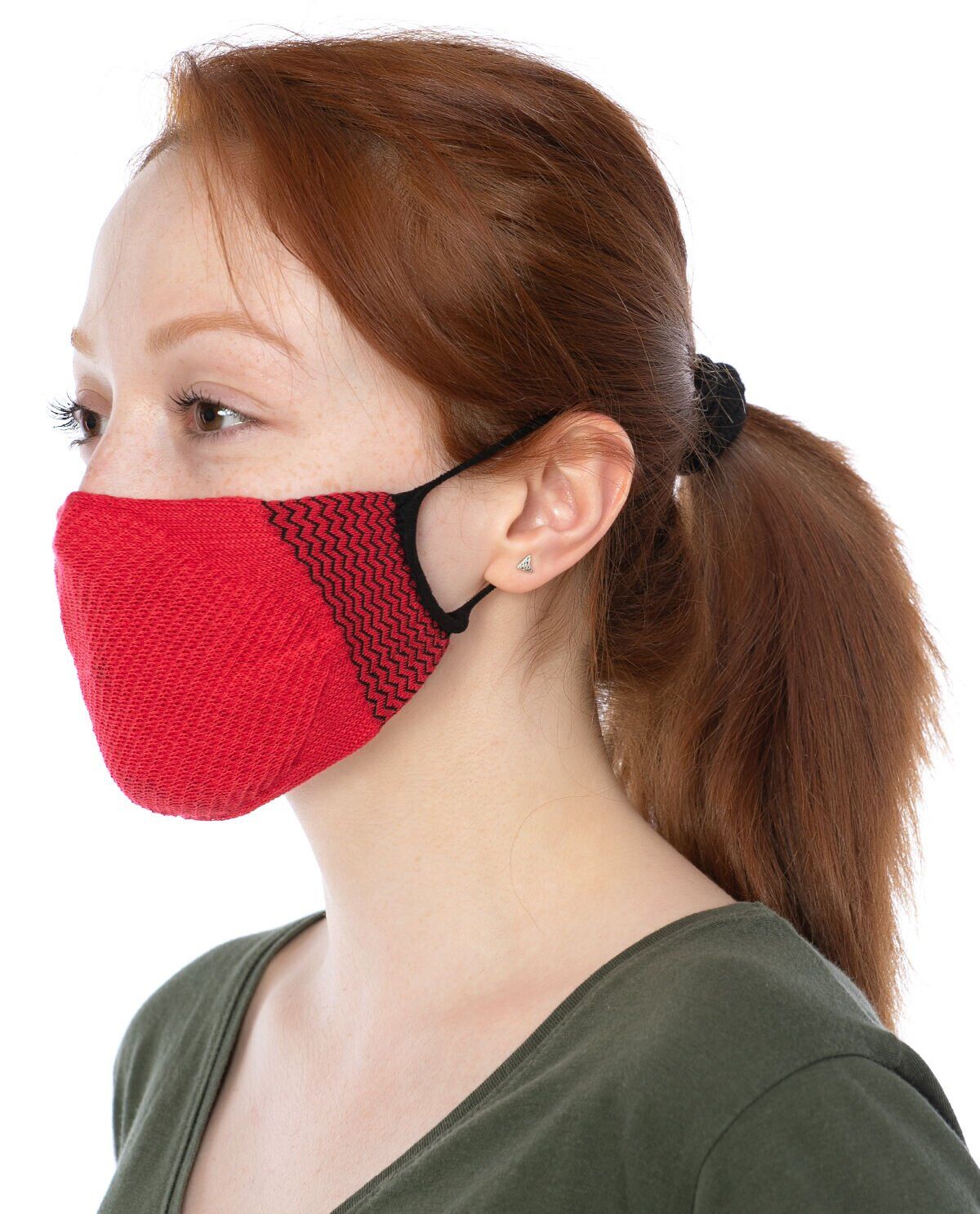 Yıkanılabilir Maske Pamuk Kırmızı Renk Esnek Lastikli