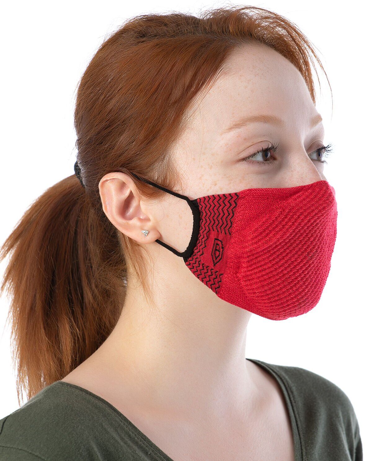 Yıkanılabilir Maske Pamuk Kırmızı Renk Esnek Lastikli