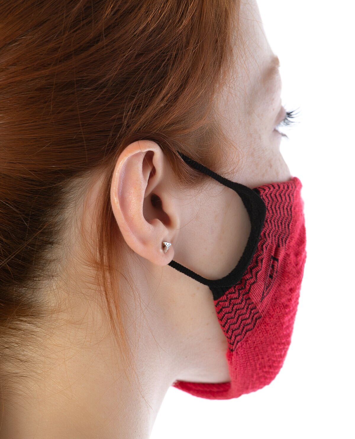 Yıkanılabilir Maske Pamuk Kırmızı Renk Esnek Lastikli