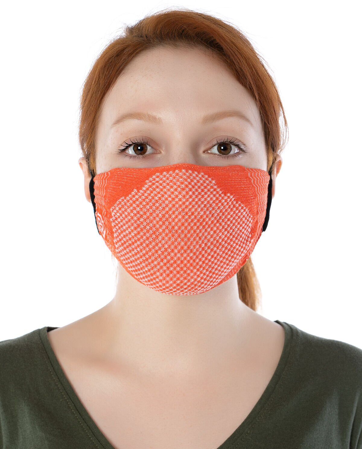 Yıkanılabilir Maske Pamuk Turuncu Renk Esnek Lastikli