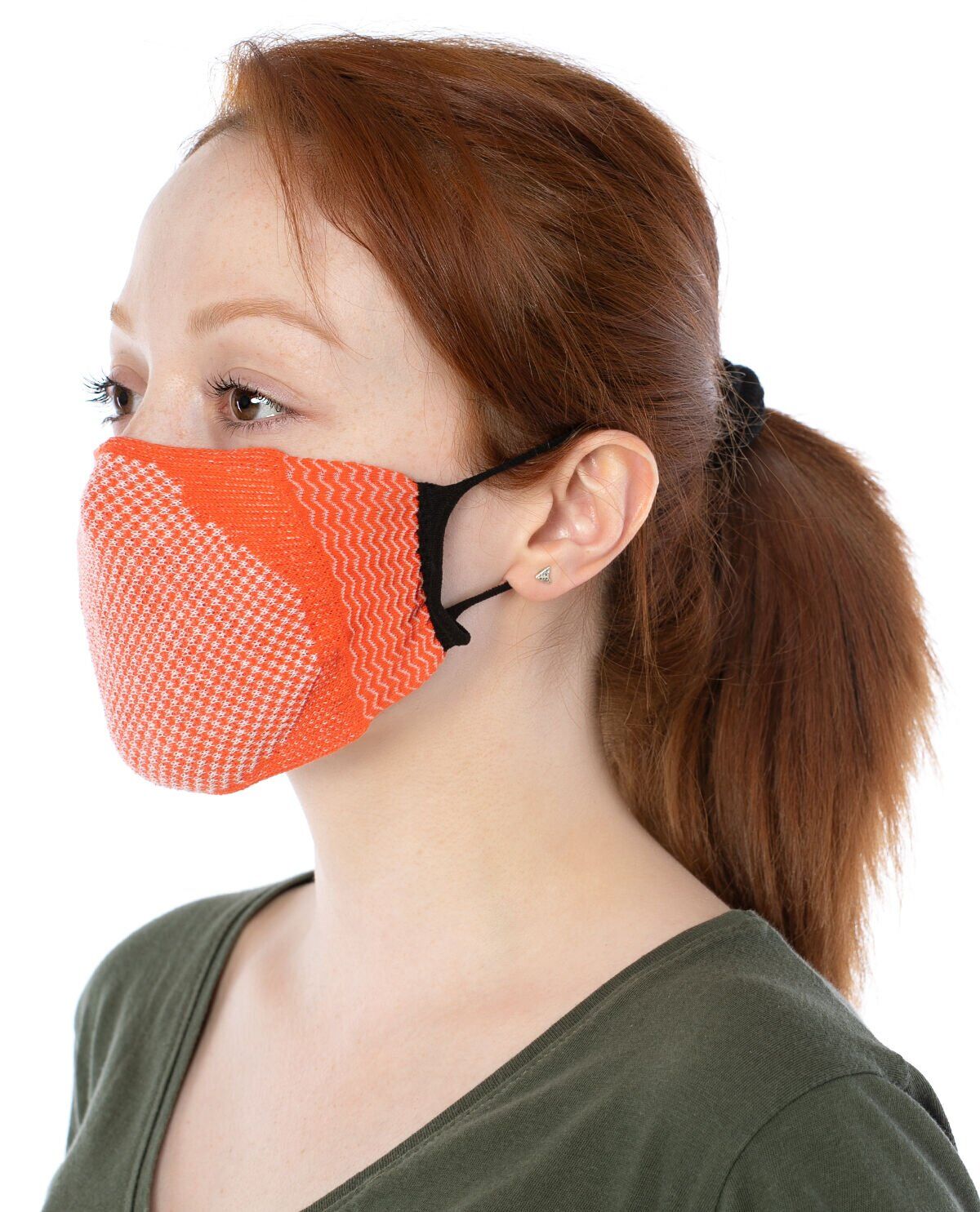 Yıkanılabilir Maske Pamuk Turuncu Renk Esnek Lastikli
