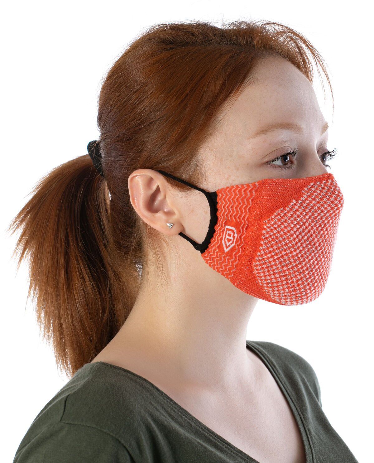 Yıkanılabilir Maske Pamuk Turuncu Renk Esnek Lastikli