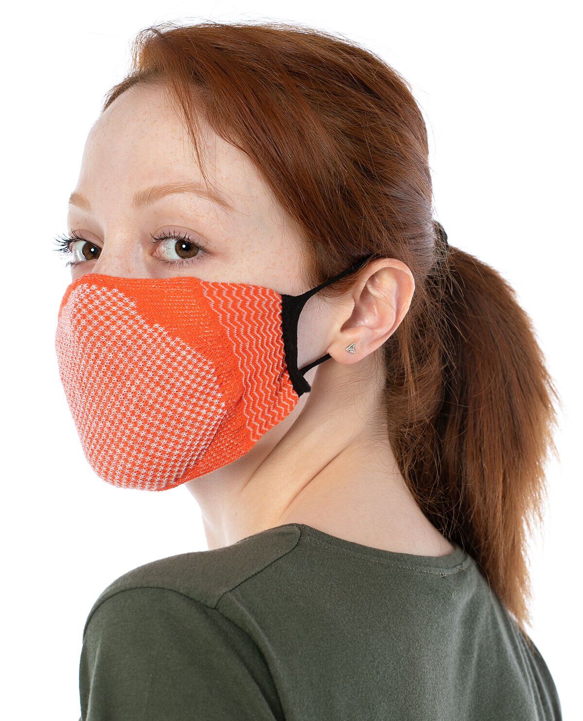 Yıkanılabilir Maske Pamuk Turuncu Renk Esnek Lastikli