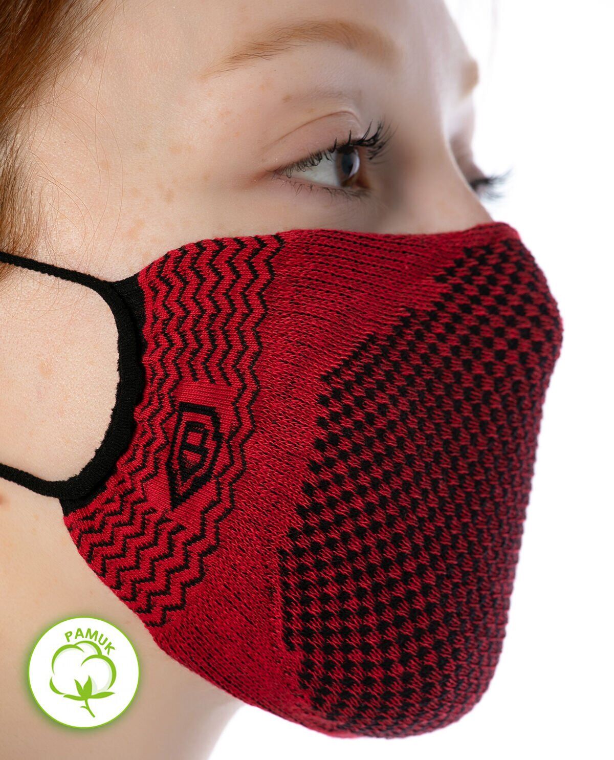 Yıkanılabilir Maske Pamuk Bordo Renk Esnek Lastikli