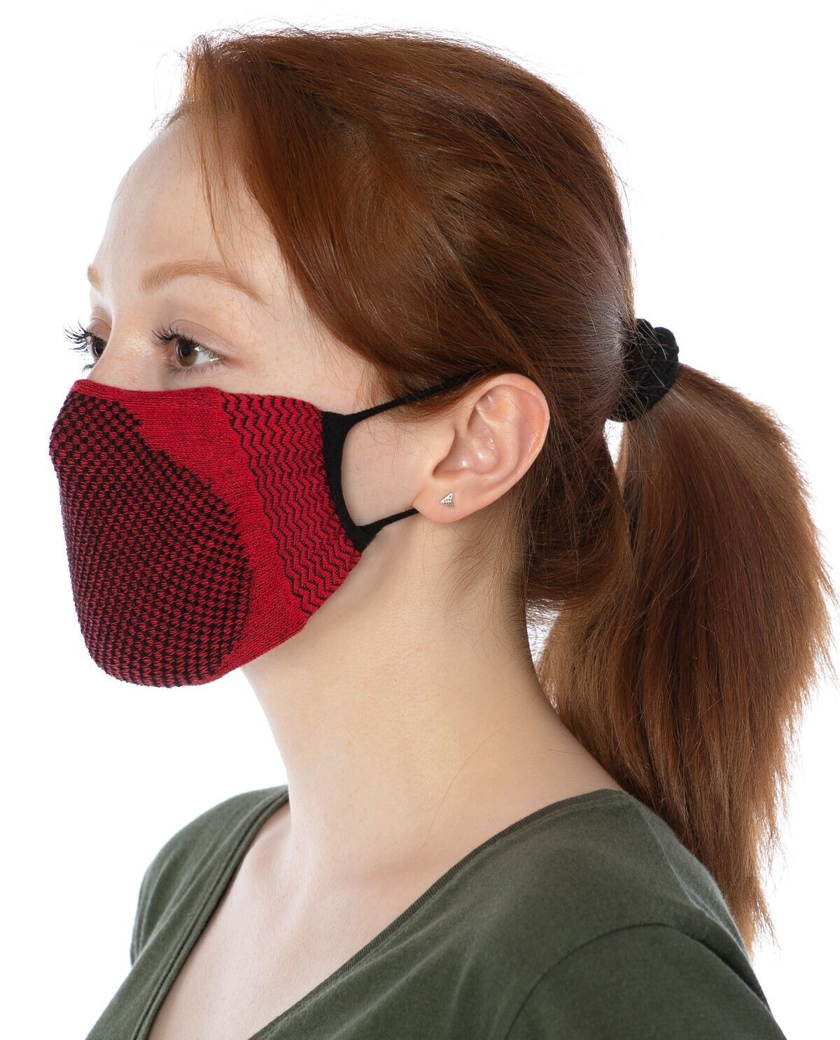 Yıkanılabilir Maske Pamuk Bordo Renk Esnek Lastikli