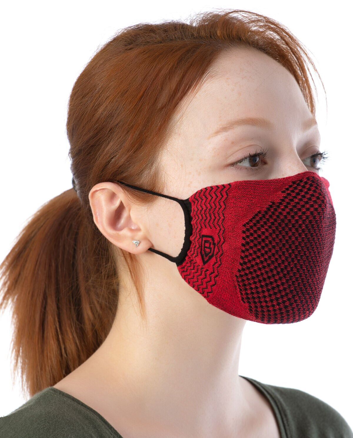 Yıkanılabilir Maske Pamuk Bordo Renk Esnek Lastikli