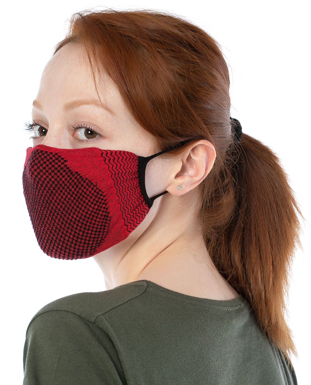 Yıkanılabilir Maske Pamuk Bordo Renk Esnek Lastikli