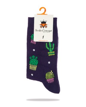 Mor Renk Kaktüs Desenli Soket Çorap MOR - 36/40