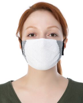 Yıkanılabilir Maske Pamuk Beyaz Esnek Lastikli