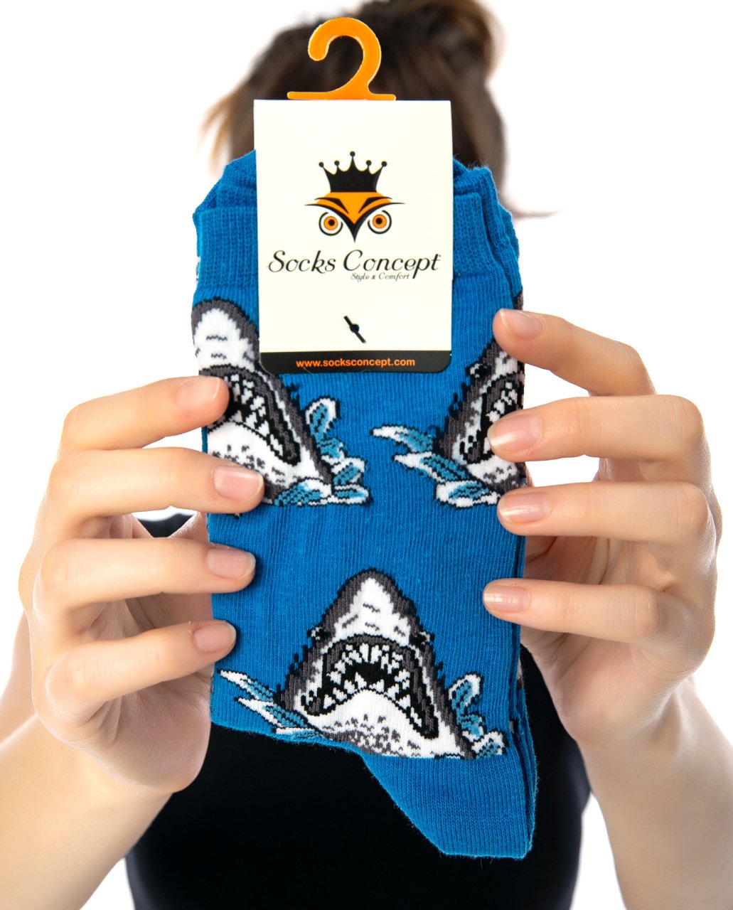 Köpek Balığı Desen Soket Çorap MAVİ - 35/39