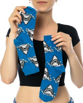 Köpek Balığı Desen Soket Çorap MAVİ - 35/39