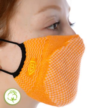 Yıkanılabilir Maske Pamuk Açık Turuncu Esnek Lastikli
