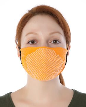 Yıkanılabilir Maske Pamuk Açık Turuncu Esnek Lastikli