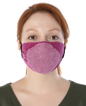 Yıkanılabilir Maske Pamuk Mor Renk Esnek Lastikli