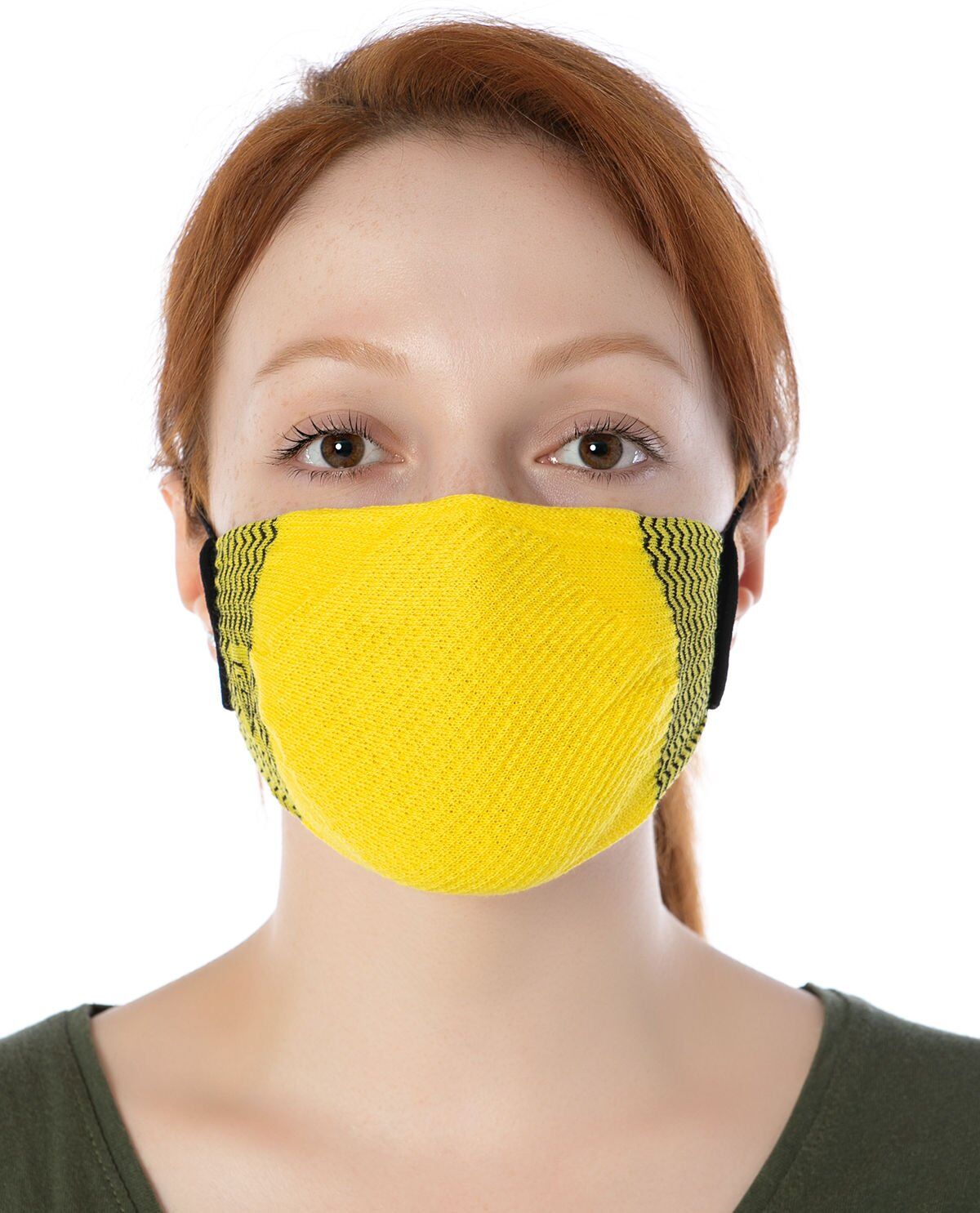 Yıkanılabilir Maske Pamuk Sarı Renk Esnek Lastikli