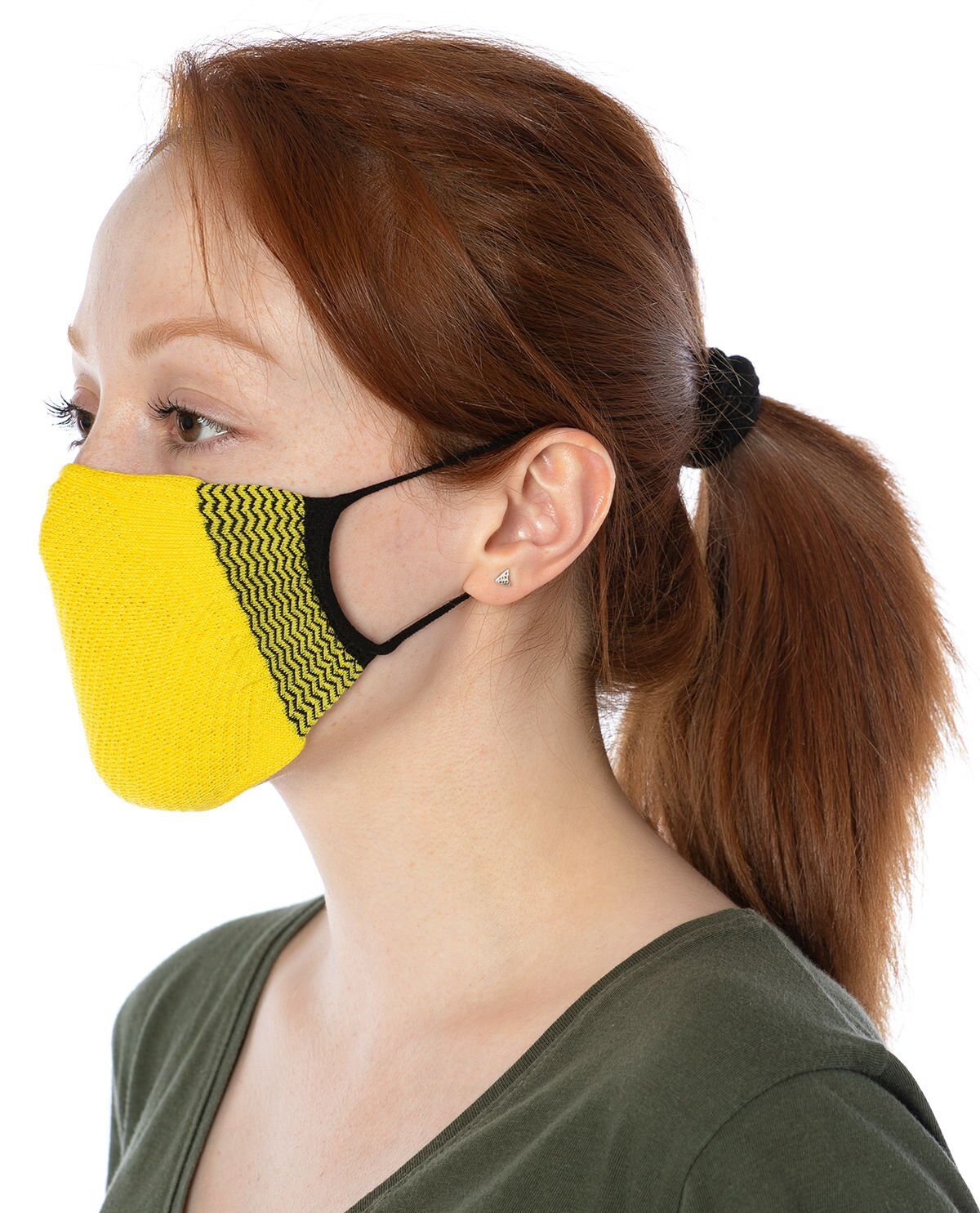 Yıkanılabilir Maske Pamuk Sarı Renk Esnek Lastikli