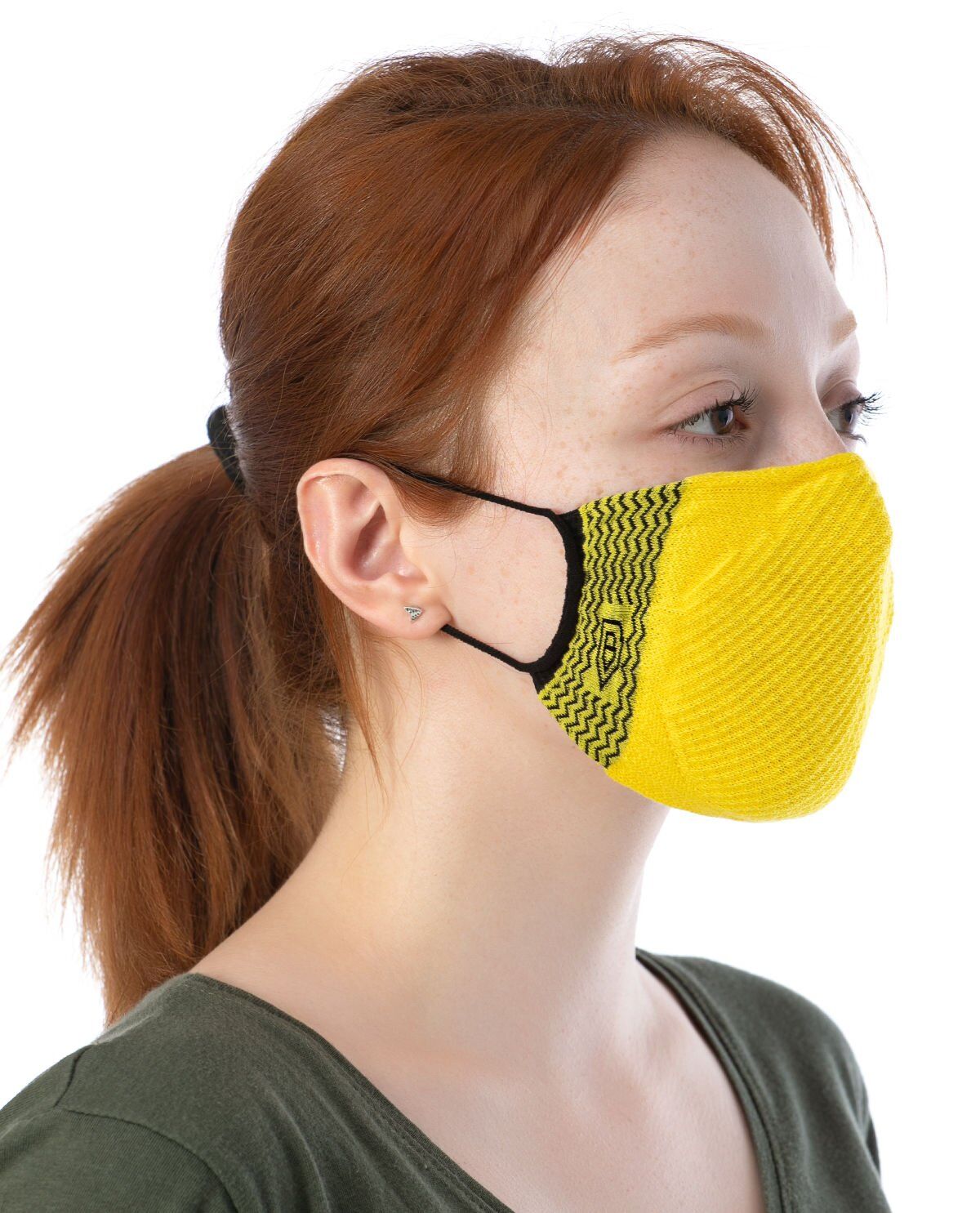 Yıkanılabilir Maske Pamuk Sarı Renk Esnek Lastikli
