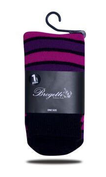 Pembe Çizgi Desen Kışlık Çorap