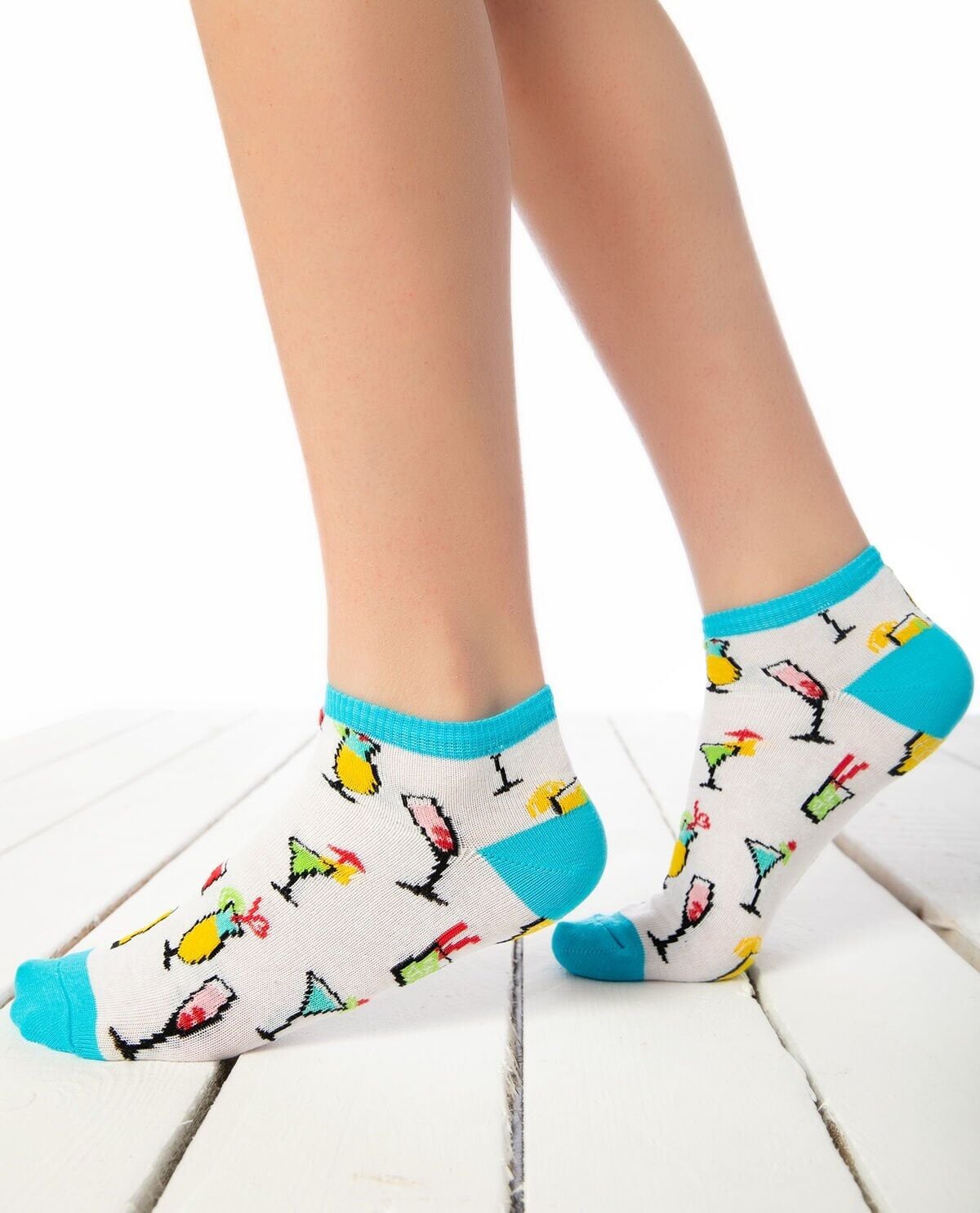 İçecek Desenli Kısa Soket Çorap