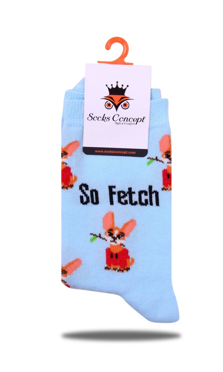 So Fetch Yazılı Desenli Soket Çorap AÇIK MAVİ - 35/39