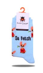 So Fetch Yazılı Desenli Soket Çorap AÇIK MAVİ - 35/39