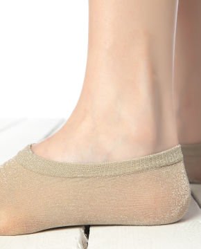 Bej Simli İnce Nylon  Babet Çorap