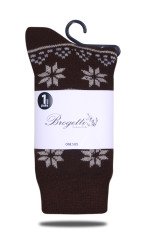 Kahverengi Çiçek Desen Kışlık Çorap KAHVERENGİ - TEK BEDEN