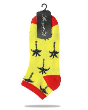 Siyah Palmiye Desenli Kısa Soket Çorap