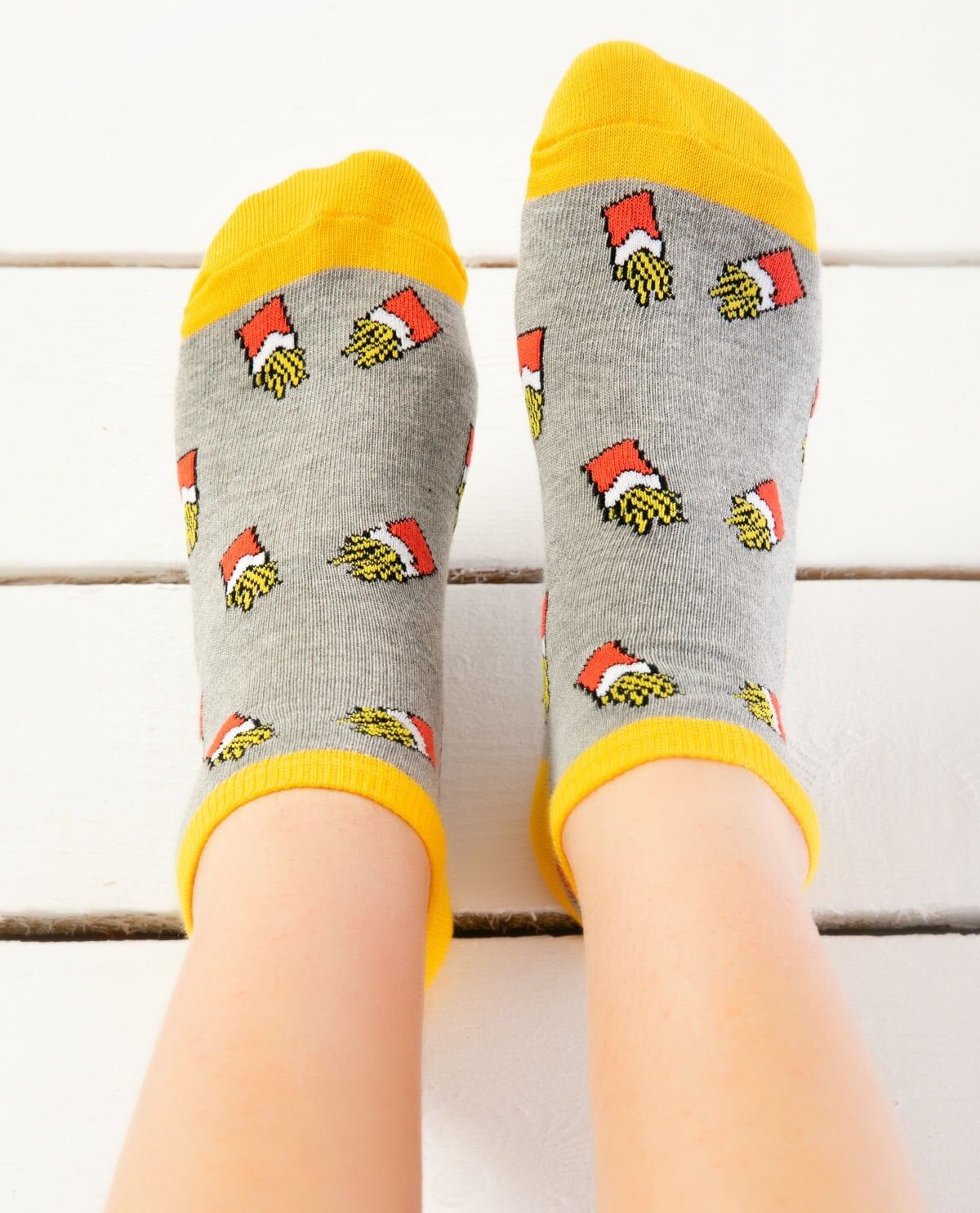 Patates Kızartması Desenli Kısa Soket Çorap