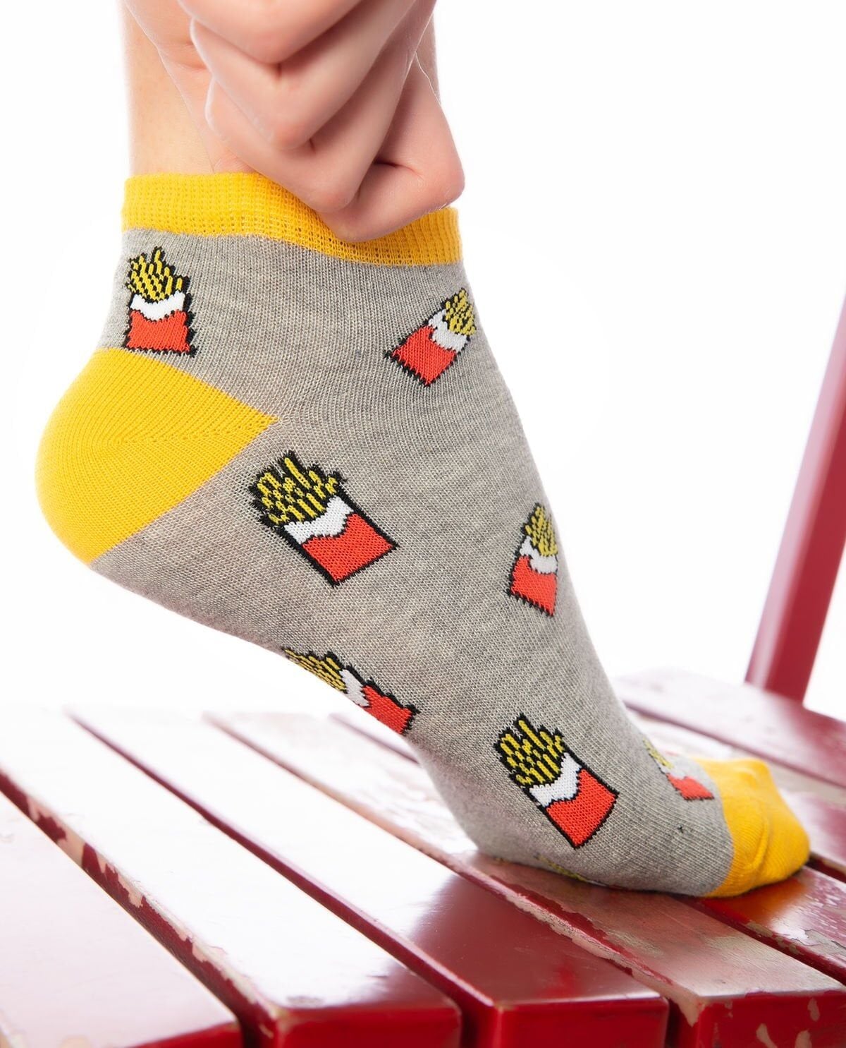 Patates Kızartması Desenli Kısa Soket Çorap