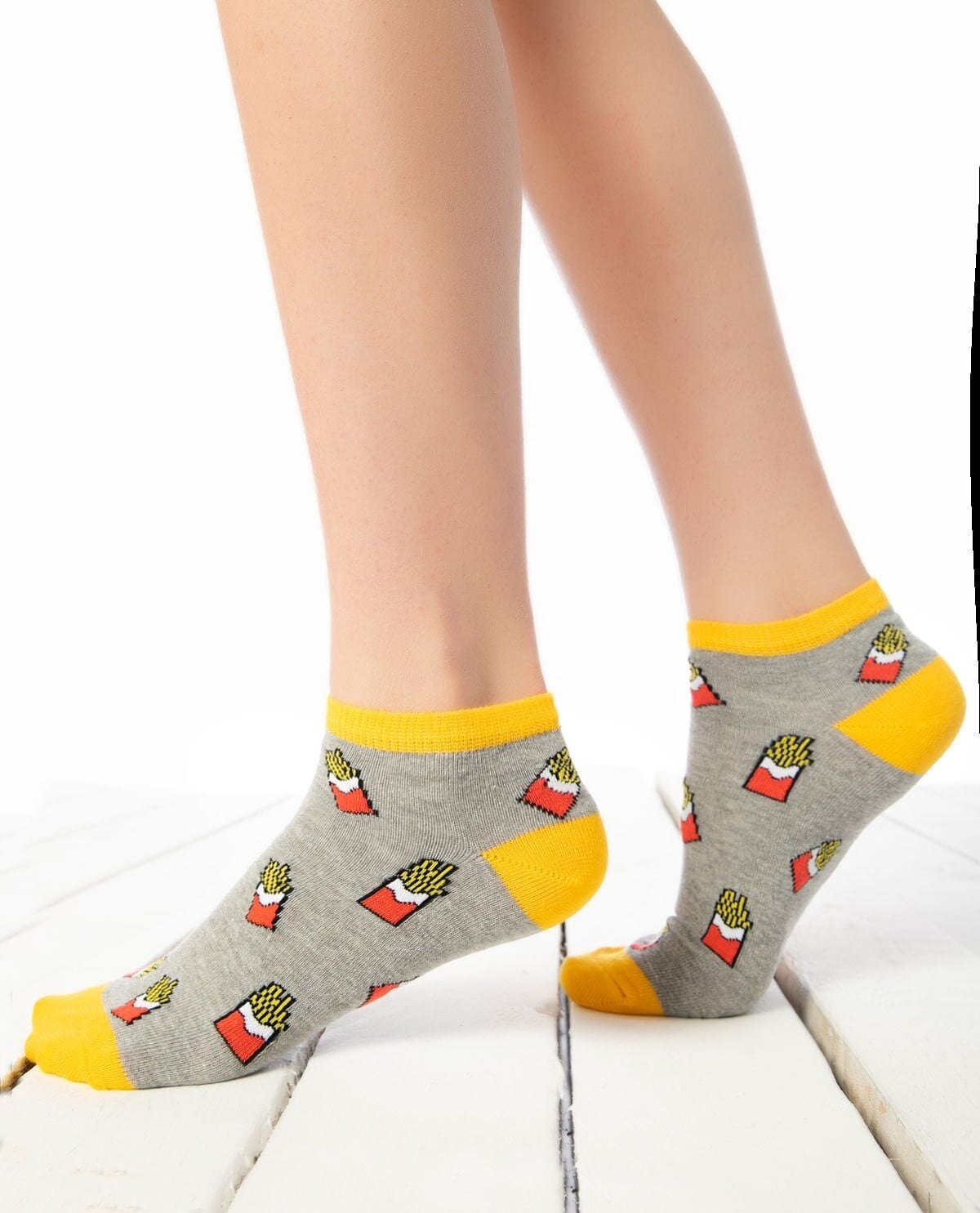 Patates Kızartması Desenli Kısa Soket Çorap