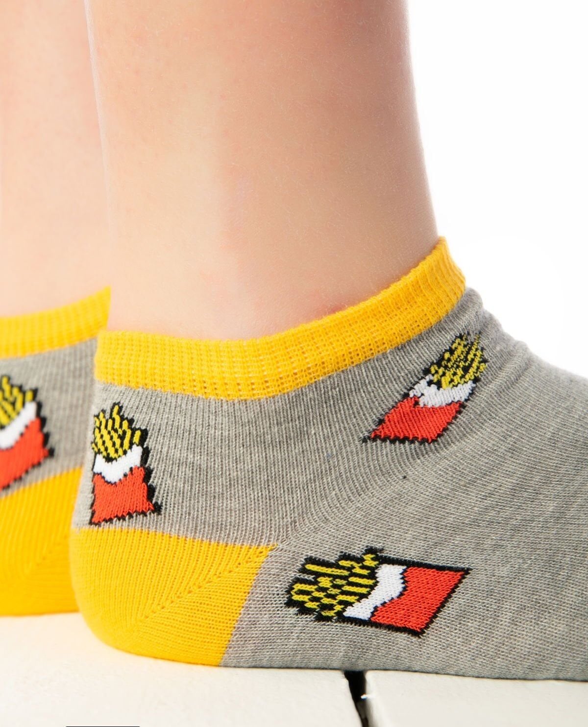 Patates Kızartması Desenli Kısa Soket Çorap
