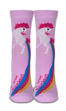Pembe Renk Gökkuşağı Unicorn Desen Soket Çorap