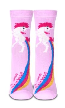 Toz Pembe Renk Gökkuşağı Unicorn Desen Soket Çorap