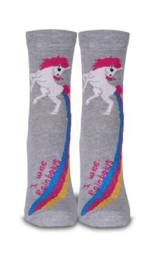 Gri Melanj Renk Gökkuşağı Unicorn Desen Soket Çorap