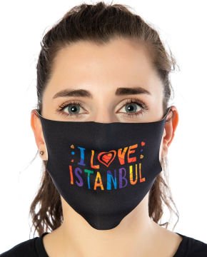 I Love İstanbul Baskılı Yüz Maskesi