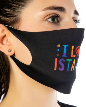 I Love İstanbul Baskılı Yüz Maskesi