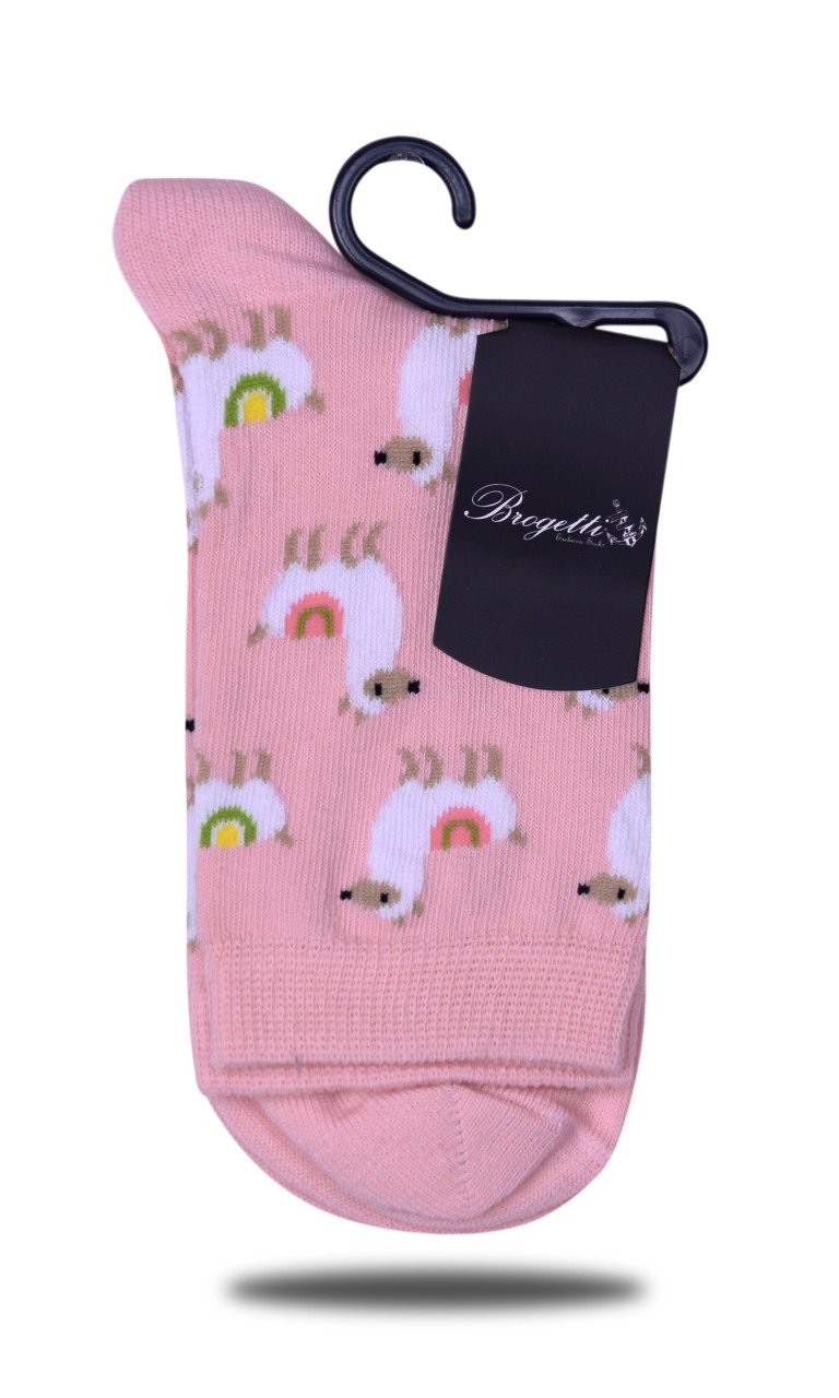 Pembe Renk Kuzu Desen Soket Çorap RENKLİ - TEK BEDEN