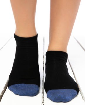 Siyah Renk İndigo Sim Detaylı Kısa Soket Çorap