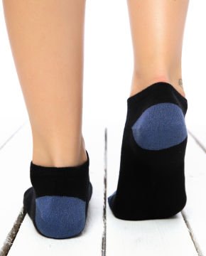 Siyah Renk İndigo Sim Detaylı Kısa Soket Çorap