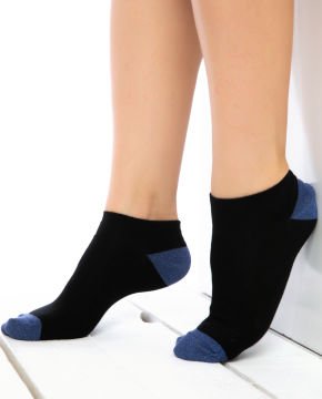 Siyah Renk İndigo Sim Detaylı Kısa Soket Çorap