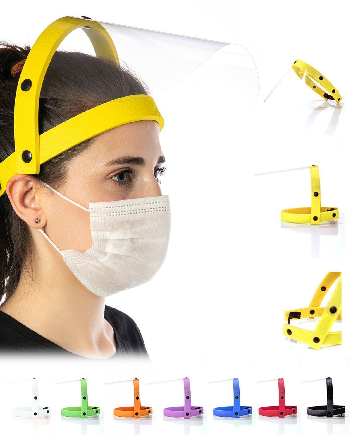 Yüz Koruyucu Siperlik Hafif Rahat Kullanım Sarı Renk Eva