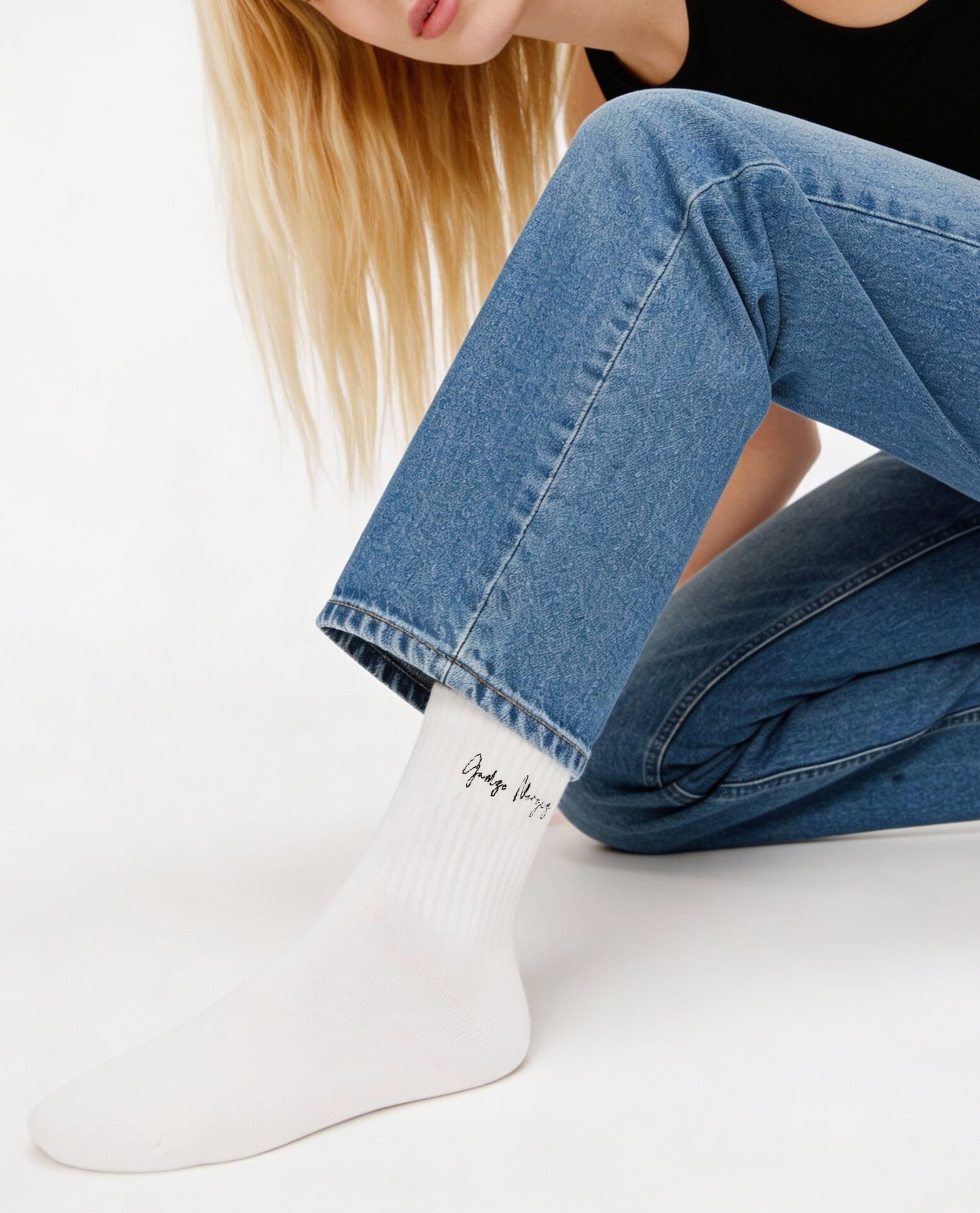 Kişiye Özel Kadın Nakışlı Tenis Soket Çorap Exclusive Bambu