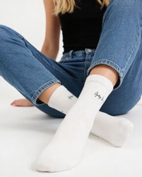 Kişiye Özel Kadın Nakışlı Tenis Soket Çorap Exclusive Bambu