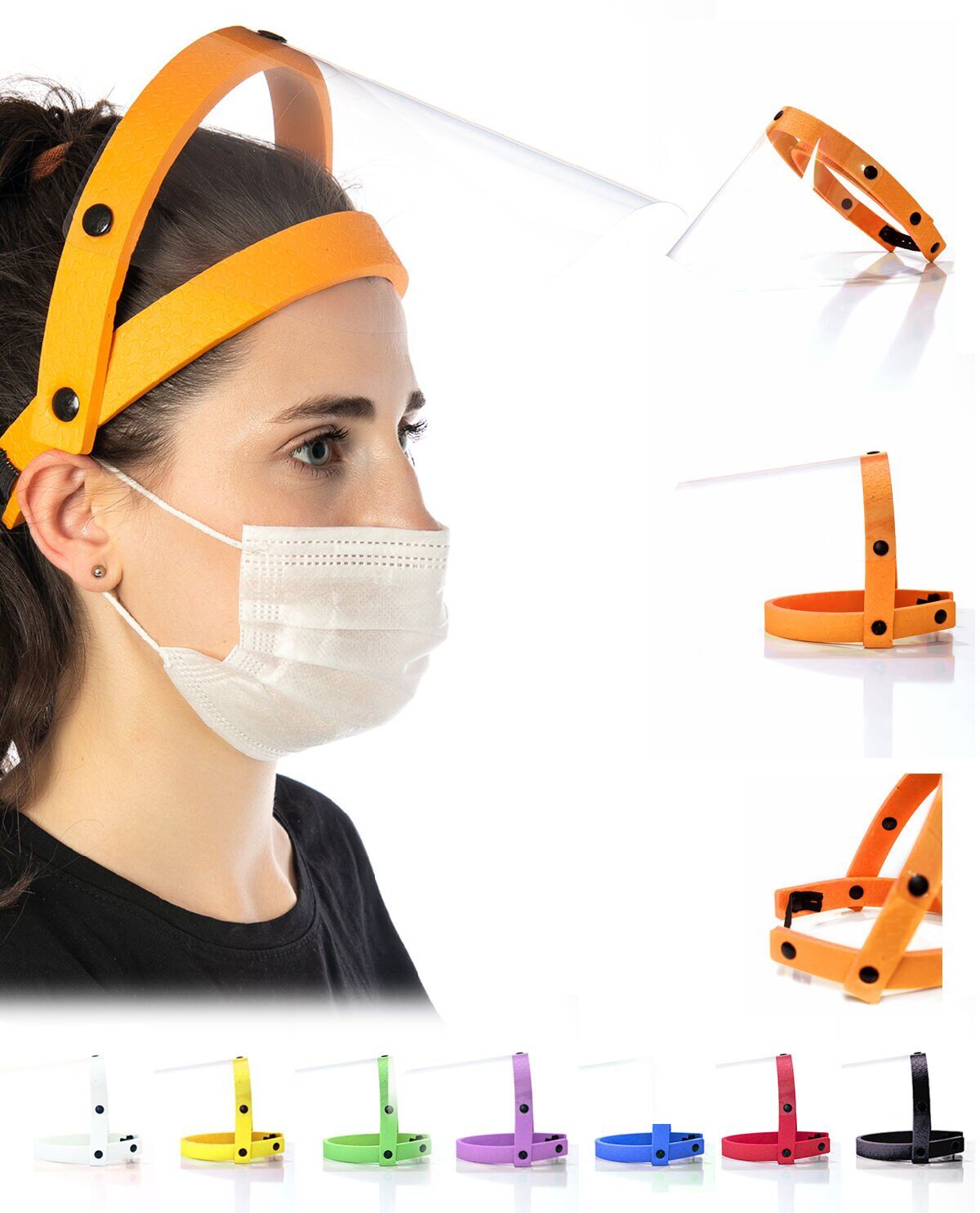 Açılabilir Yüz Siperliği Hafif Kullanım Turuncu Renk Eva