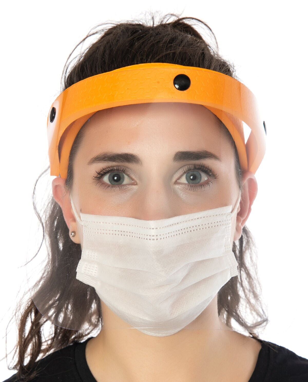 Açılabilir Yüz Siperliği Hafif Kullanım Turuncu Renk Eva