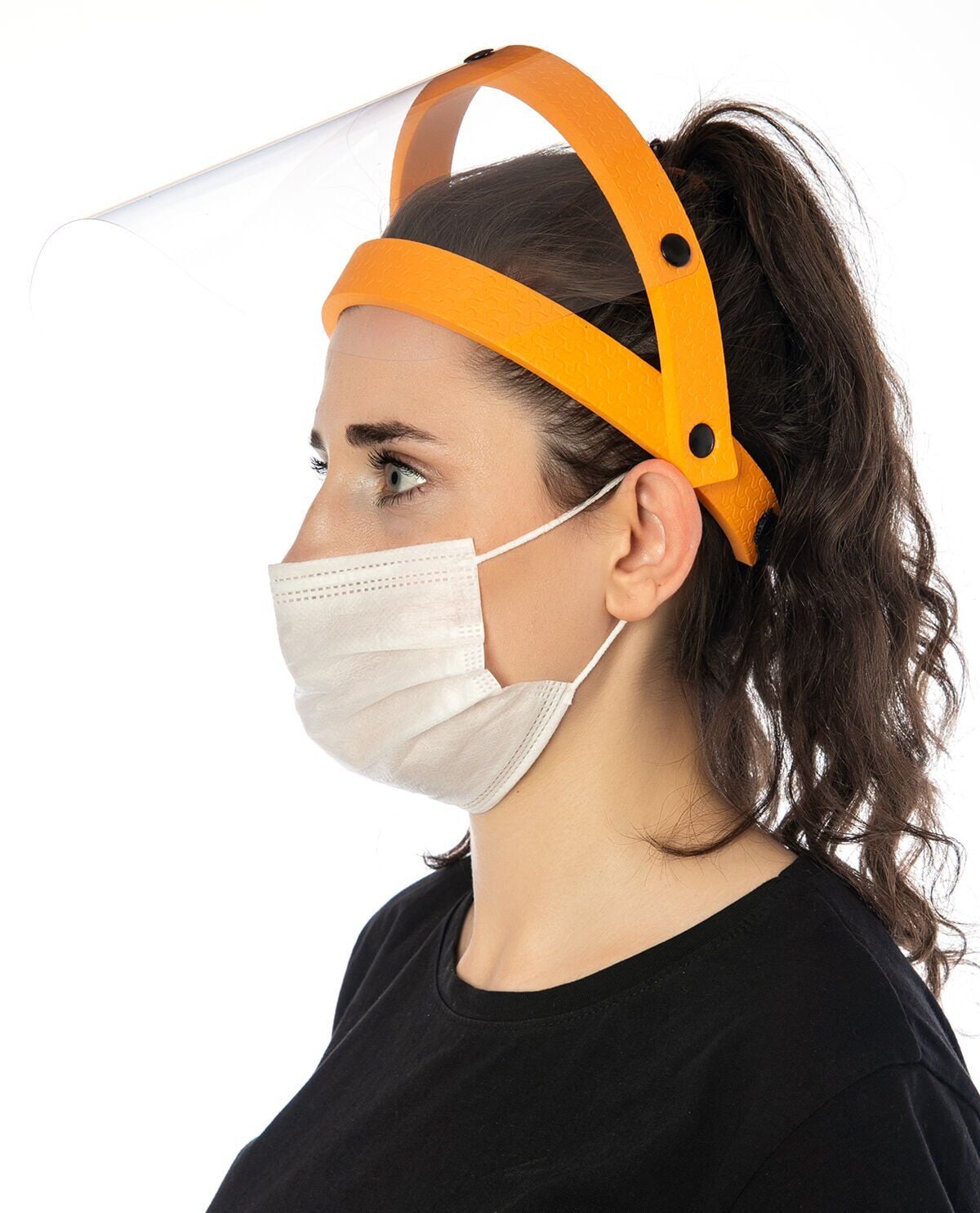 Açılabilir Yüz Siperliği Hafif Kullanım Turuncu Renk Eva