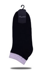 Pembe Simli Lastikli Siyah Kısa Soket Çorap SİYAH - TEK BEDEN