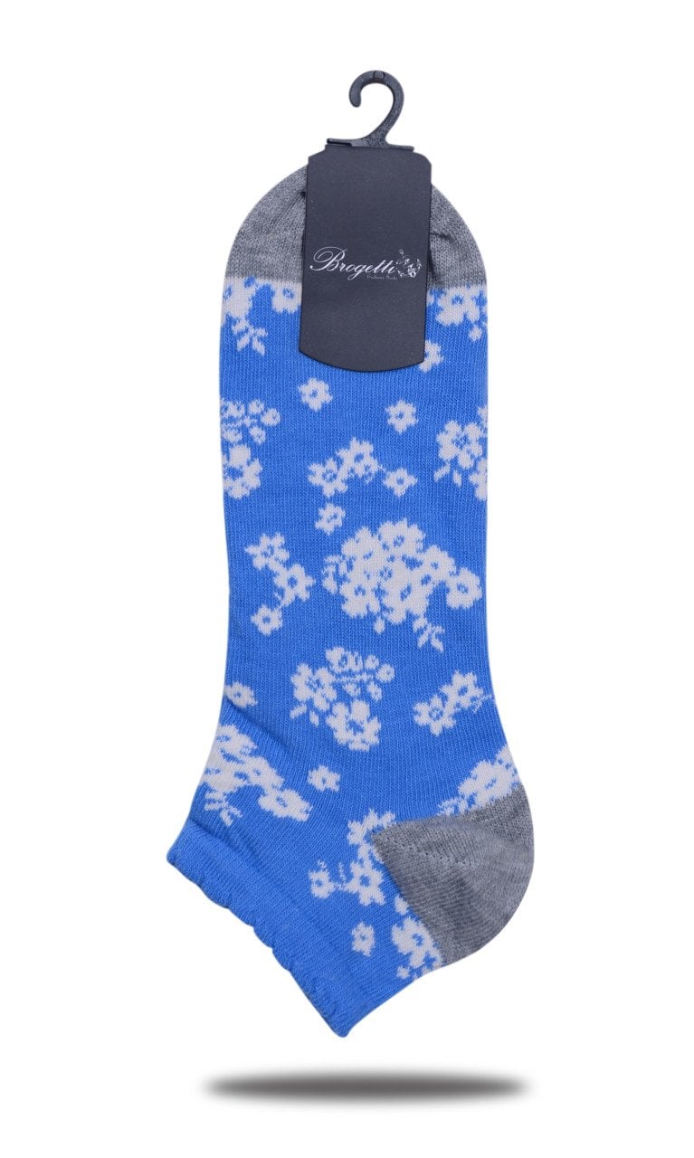 Mavi Renk Çiçek Desen Soket Çorap RENKLİ - TEK BEDEN